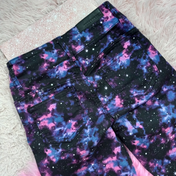 Y2k mall goth space dyed black/blue/purple hi-rise stretch skinny jeans Like new - Picture 5 of 8